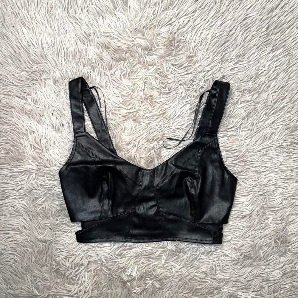 zara leather top
